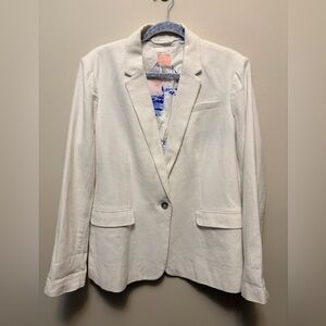 Tailored White Single-Button linen Blazer